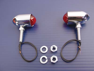 Chrome Red Baby Bullet Marker Lamp for Big Twin Sportster
