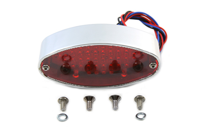 Chrome Billet Oval LED Tail Lamp for Harley and Customs
