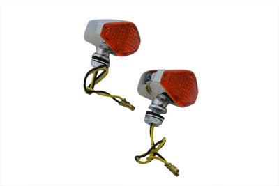 Chrome LED Diamond Amber Lens Marker Lamp Set