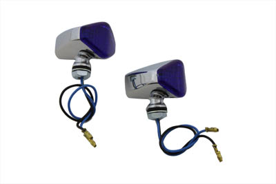 Chrome LED Diamond Blue Lens Marker Lamp Set