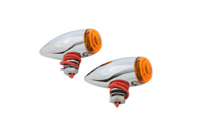 Mini Bullet Amber Lens Marker Lamp Set for Harley and Custom