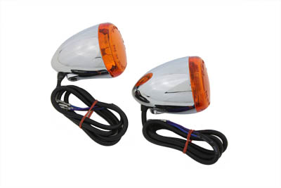 Chrome Torpedo Bullet Amber Turn Signal Rear for Harley FXSTD