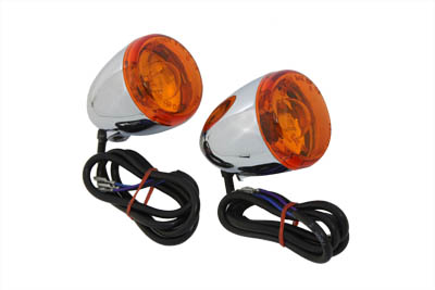 Chrome Torpedo Bullet Amber Turn Signal Rear for Harley FXSTD