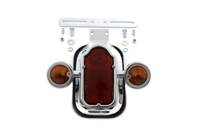 Chrome Tombstone Tail Light Assembly w/ Bullet Lights for Harley