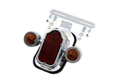 Chrome Tombstone Tail Light Assembly w/ Bullet Lights for Harley