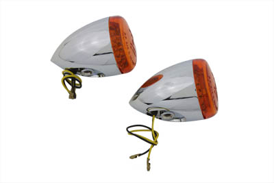 Chrome Torpedo Bullet Amber LED Turn Signal Rear for Harley FXSTD