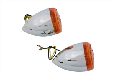 Chrome Torpedo Bullet Amber LED Turn Signal Rear for Harley FXSTD