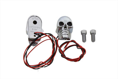 2 inch Chrome Skull Red Led Marker Lamp for Harley and Custom