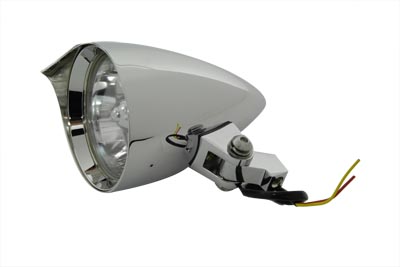 4-1/2 inch Chrome BILLET Pointed Visor Headlamp for Harley