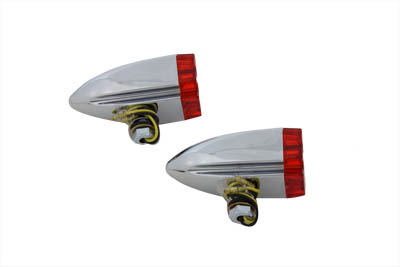 Red Maltese Lens with Amber LED Marker Lamp Set for Harley and Custom