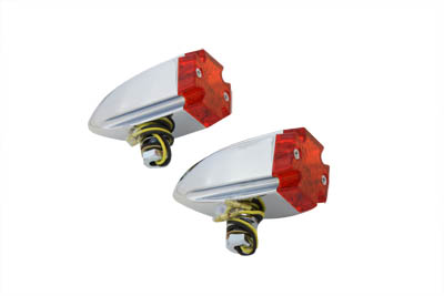 Red Maltese Lens with Amber LED Marker Lamp Set for Harley and Custom