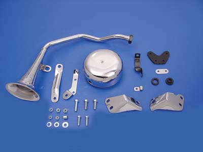 Trumpet Style 6 Volt Chrome Horn Kit for FLH 1949-1984 Harley
