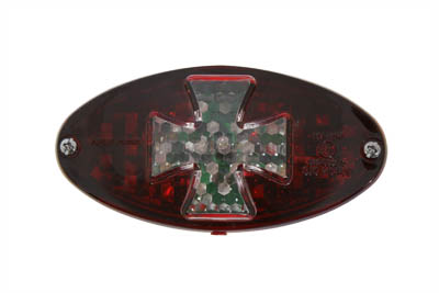 Oval Tail Lamp with Maltese Inset Red for Harley Custom