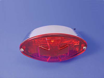 Oval Tail Lamp with Maltese Inset Red Lens for Harley Custom