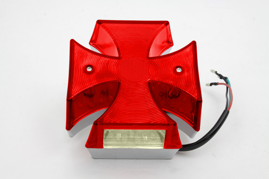 Maltese LED Tail Lamp, Red Lenses, Chrome Housing for All Models