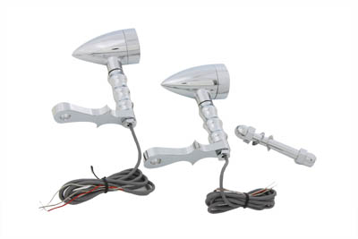 Turn Signal Set Bullet Style Amber w/ Headlight Mount for Big Twins