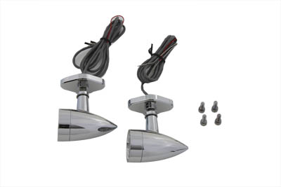 Turn Signal Set Bullet Style Amber w/ Mount Base for Big Twins