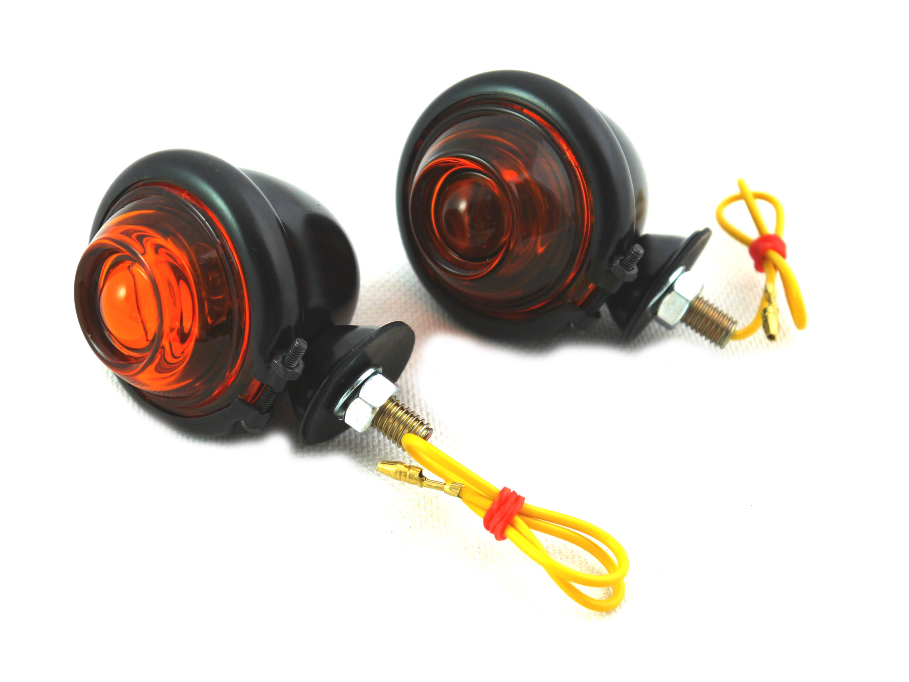 Black Turn Signal Set Bullet with Amber Lens