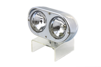 Dual Headlamp with 4" Twin Bulbs for Harley and Custom