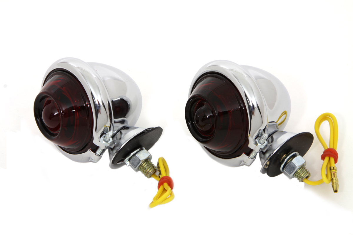 Chorme Turn Signal Set Bullet with Red Lens