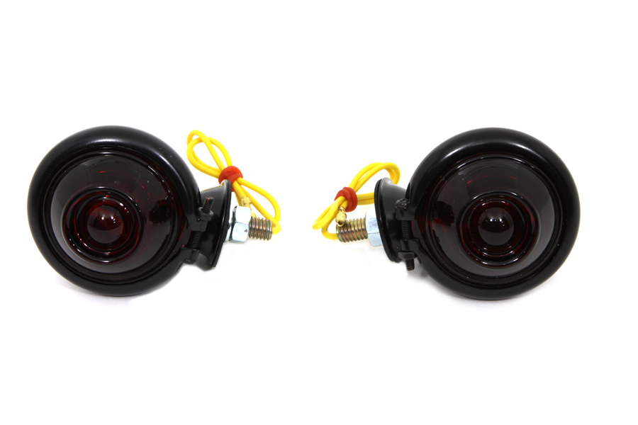 Black Turn Signal Set Bullet with Red Lens