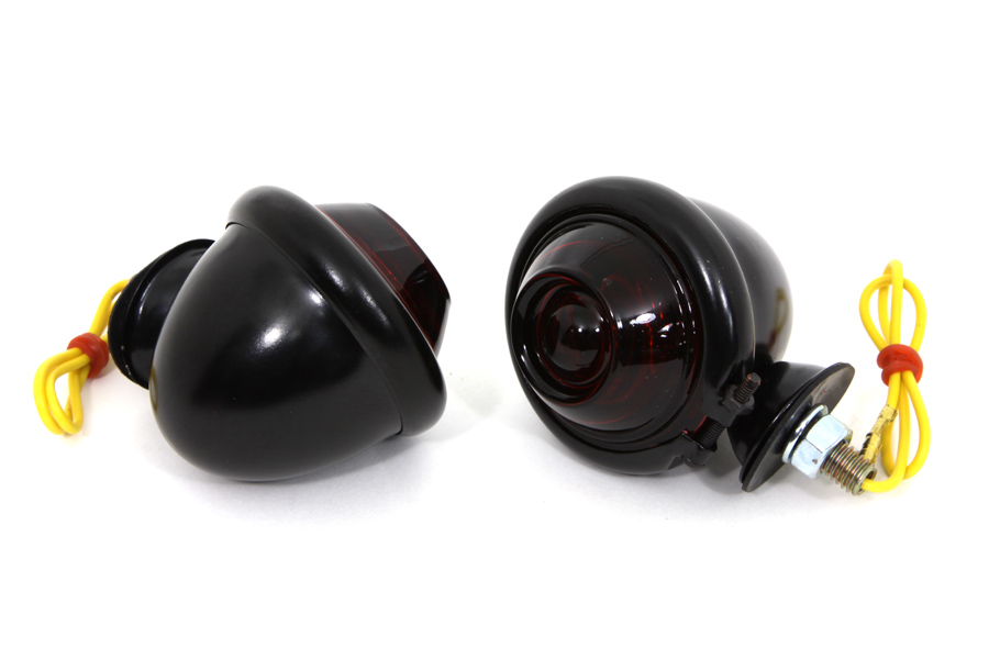 Black Turn Signal Set Bullet with Red Lens