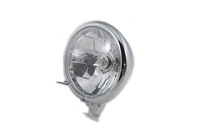 5-3/4" Round Clear Faceted Headlamp Assembly for Harley Custom