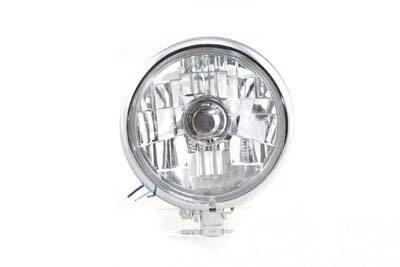 5-3/4" Round Clear Faceted Headlamp Assembly for Harley Custom