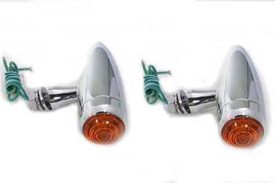 Chrome Amber Missile Head Marker Lamp for Harley and Custom