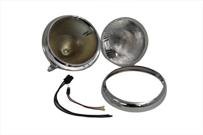 7" Round Chrome Vintage Style H-4 Headlamp for Harley FL
