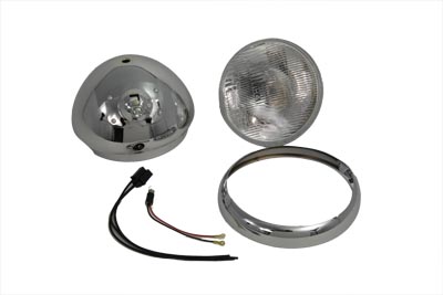 7" Round Chrome Vintage Style H-4 Headlamp for Harley FL