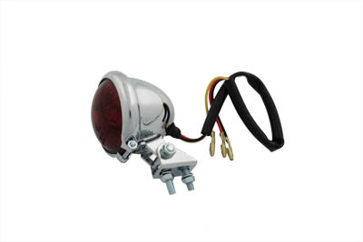 Round LED Tail Lamp Chrome with Red Lens for Harley & Customs
