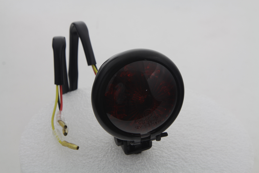 Round LED Tail Lamp Black with Red Lens for Harley & Customs