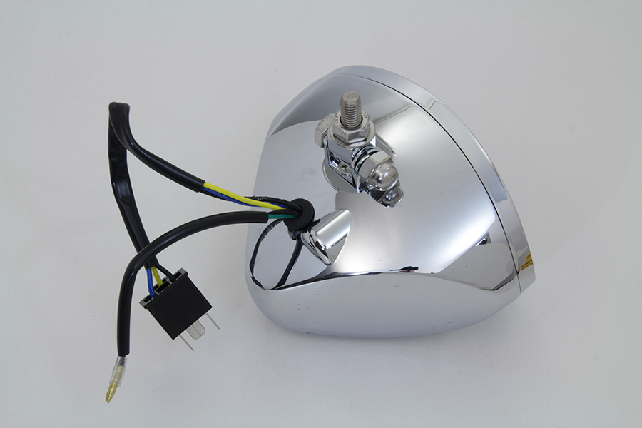 Chrome Oval Style Headlamp with Blue Lens