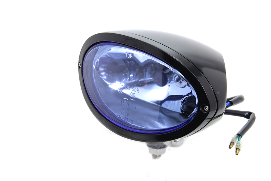 Black Oval Style 7" Headlamp, Blue Lens