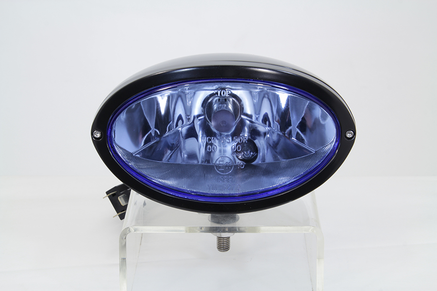 Black Oval Style 7" Headlamp, Blue Lens