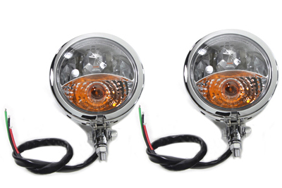 Chrome Spotlamp Assembly Set with Amber Running Lights