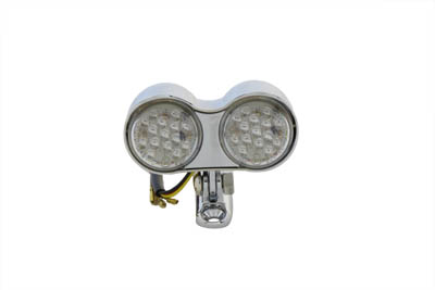 Chrome Oval Dual Red LED Tail Lamp Assembly for Harley and Custom