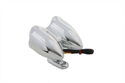 Chrome Oval Dual Red LED Tail Lamp Assembly for Harley and Custom