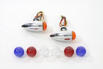 Mini Clear LED Bullet Marker Multi Lens Set for Harley and Custom