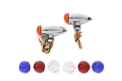 Mini Clear LED Bullet Marker Multi Lens Set for Harley and Custom