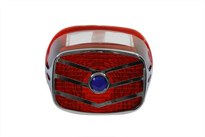 Red Lens with Blue Dot V Style Grill for Harley 1973-1998