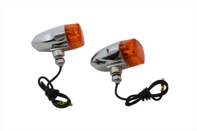 Chrome Snake Eye Amber Marker Lamp Set for Harley Custom