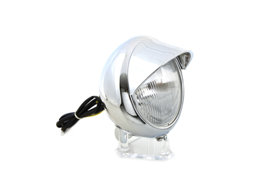 Replica 7" H-4 Round Headlight w/ Visor Assembly for Harley FLST