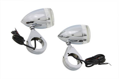 Bullet Amber LED Turn Signal Set with 39mm Clamps for Harley