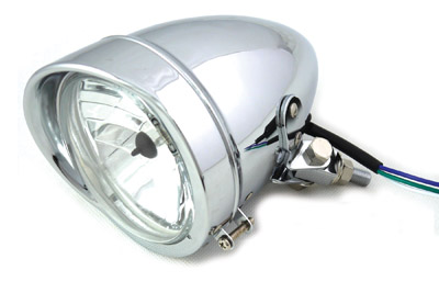 4-1/2" Bullet Headlamp Chrome with 35/35 Watt H3 Bulb & Visor