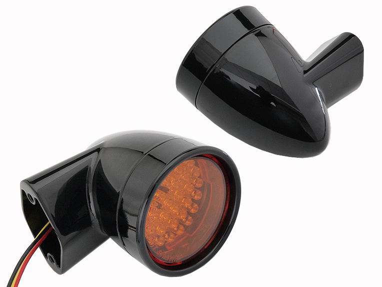 Black Revox Bullet Style LED 1994-2013 FLH Front Turn Signal Set
