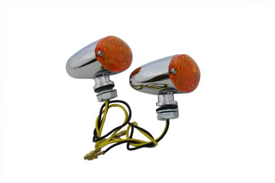 Mini Marker Lamp Set Amber Cateye Style for Harley and Custom