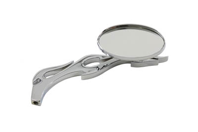 Chrome Oval Mirror with Flame Stem for Harley