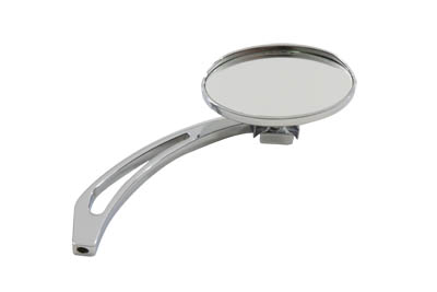 Chrome Oval Mirror with Maltese Cross Slotted Stem for Harley